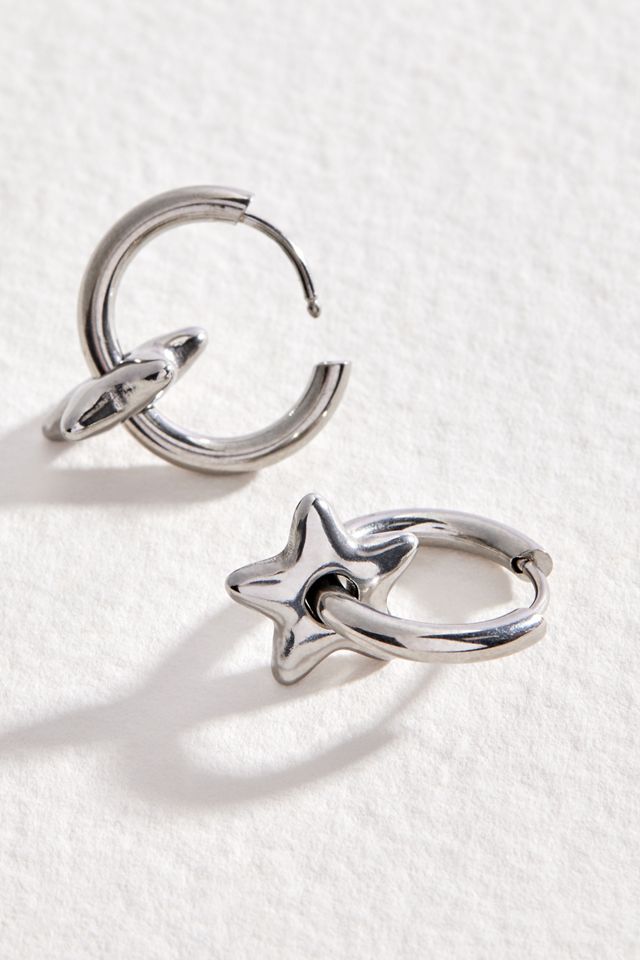 Lucky Eleven Puffy Star Hoop Earrings #1