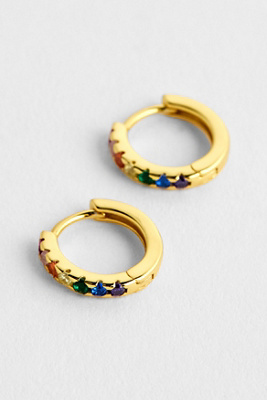 Boucles d'oreilles mini créoles pavées arc-en-ciel taille: TAILLE UNIQUE - Lucky Eleven - Modalova
