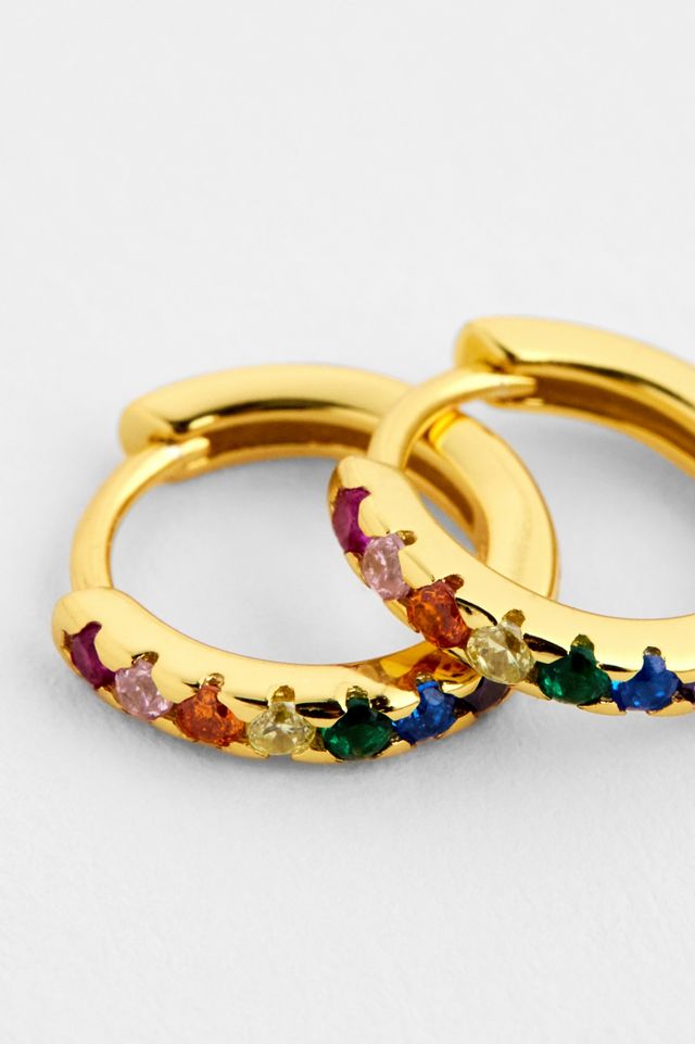 Aretes Pequeños de Aro Lucky Eleven Rainbow Pavé #2