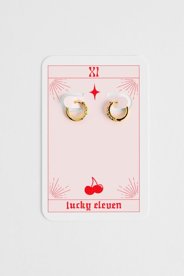 Aretes Pequeños de Aro Lucky Eleven Rainbow Pavé #3