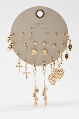 Lot de 10 boucles d'oreilles pendantes cœur UO