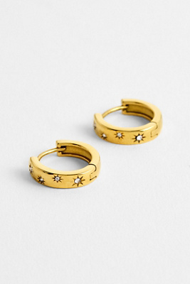 STAR HOOPS - Orecchini a Cerchio con Stella- Acciaio placcato oro