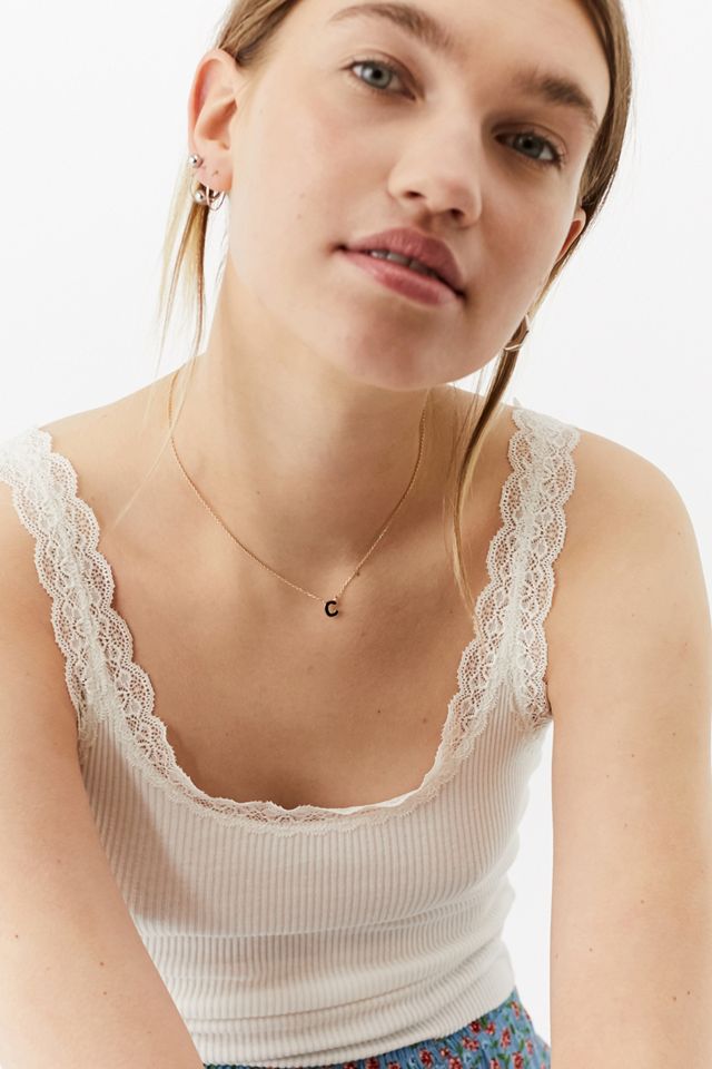 Enamel 'C' Initial Pendant Necklace
