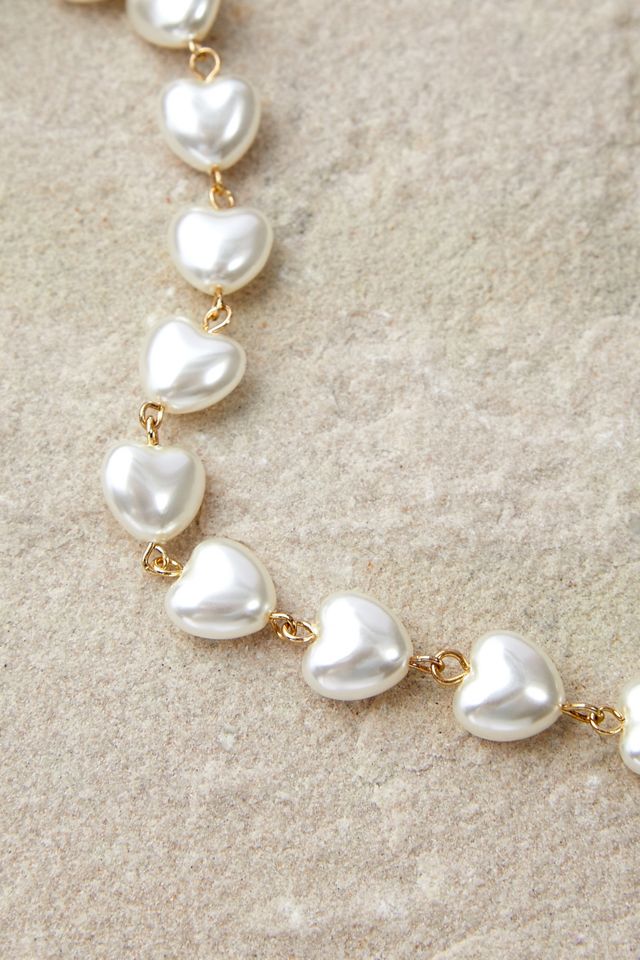 Collier ras du cou Silence + Noise avec cœur en fausse perle #2