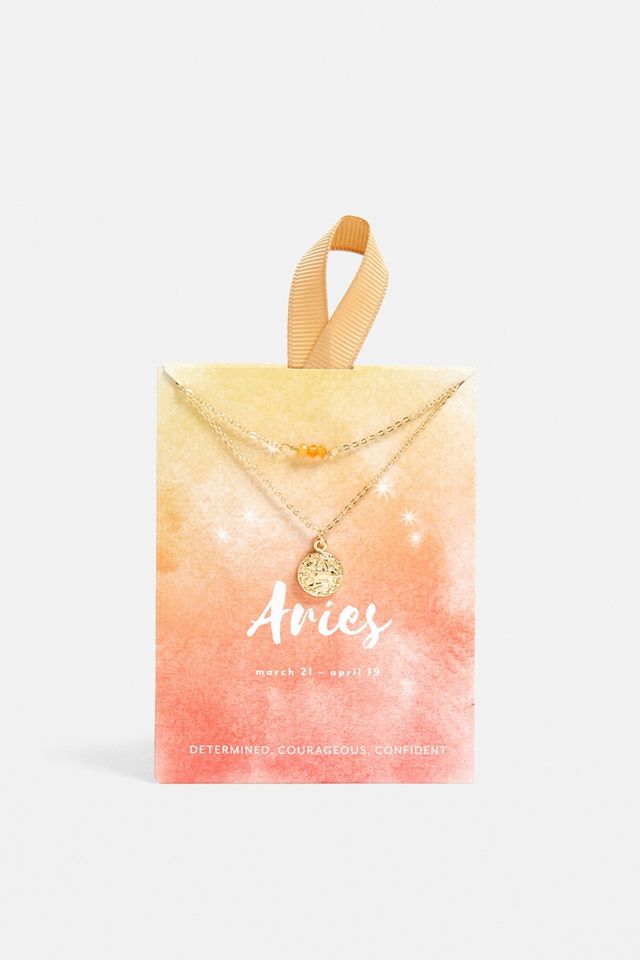 Aries Zodiac Sign Gold Necklace #1
