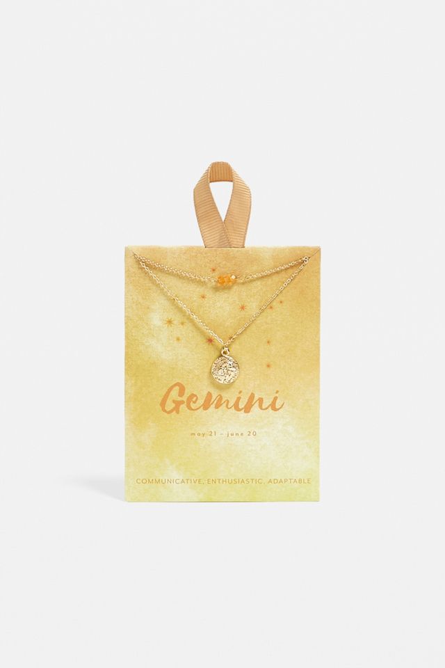 Gemini Zodiac Sign Gold Necklace #1