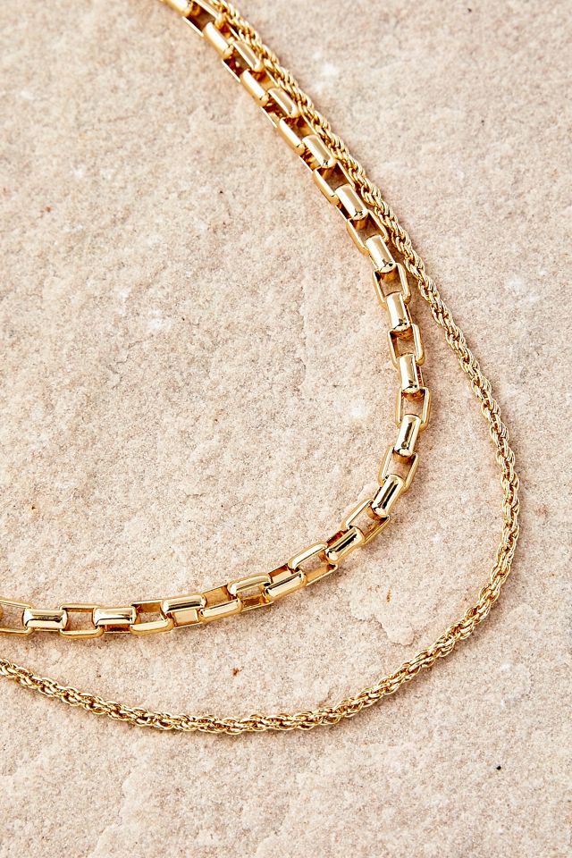 Silence + Noise Plated Multilayer Chain Necklace | Urban Outfitters UK