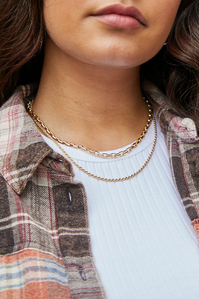 Silence + Noise Plated Multilayer Chain Necklace | Urban Outfitters UK
