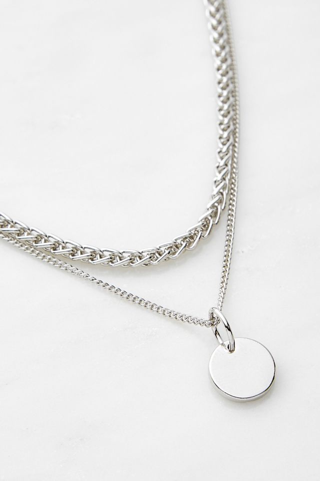 Disc Pendant Double Layer Chain Necklace | Urban Outfitters UK