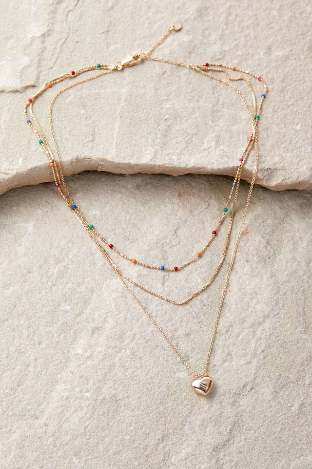 Silence + Noise Heart & Bead Multilayer Necklace  #2