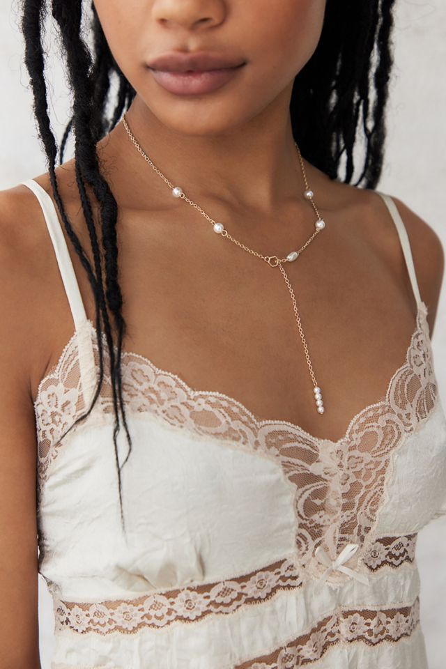 Silence + Noise Delicate Faux Pearl Lariat Necklace  #1