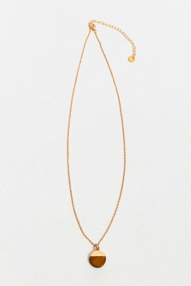 Collier avec pendentif à pierre semi-précieuse recouvert de métal doré #1