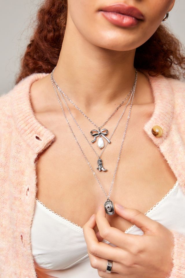 Silence + Noise Bow Pearl Pendant Necklace #1