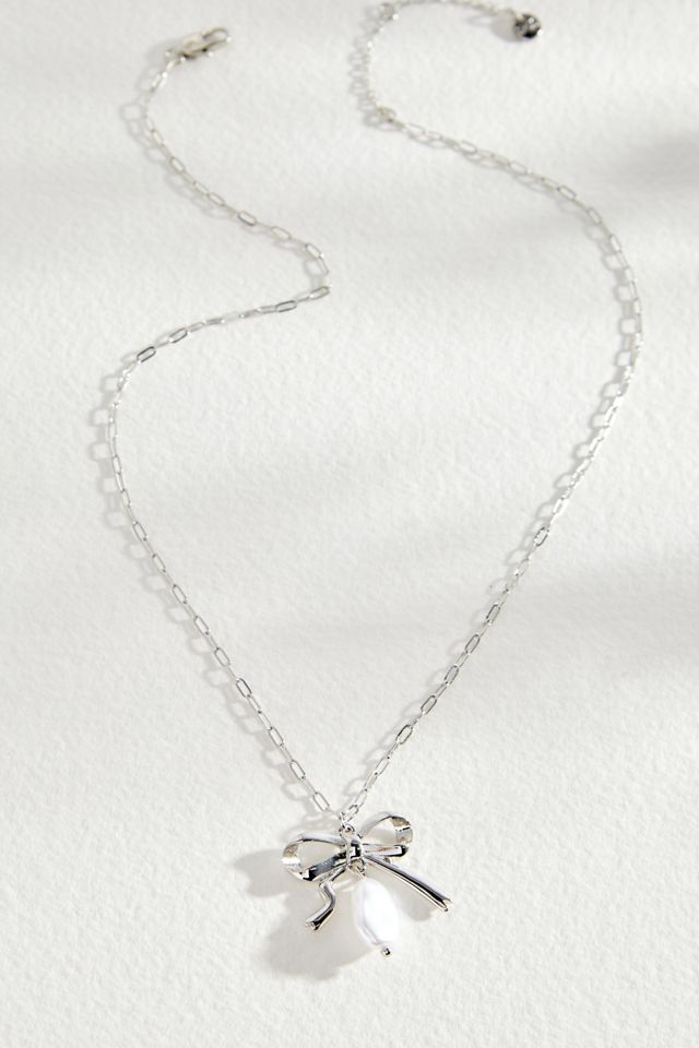 Silence + Noise Bow Pearl Pendant Necklace #2