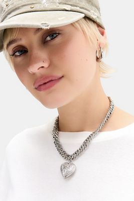 Collana a Catena Grossa con Cuore Silence + Noise