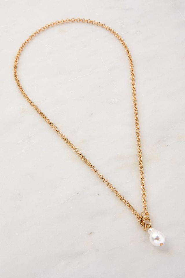 Pearl Charm Chain Necklace Urban Outfitters UK