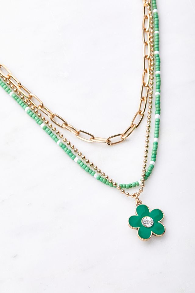 Beaded Enamel Flower Necklace Urban Outfitters UK