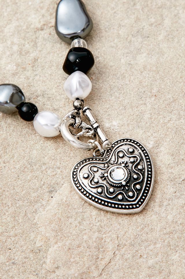 Heart Pendant Bead Necklace  #2