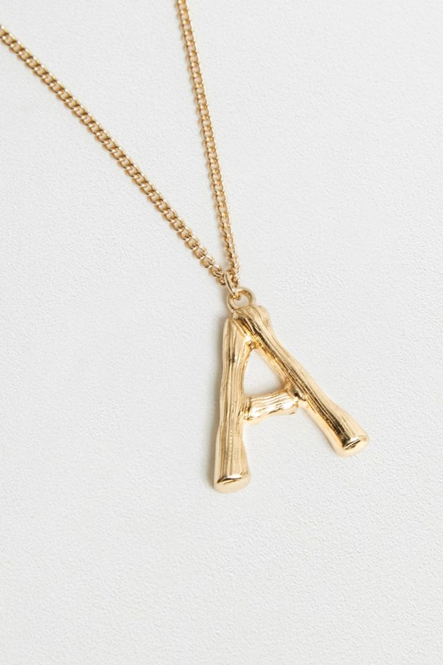 Initial Pendant Gold Statement Necklace #1