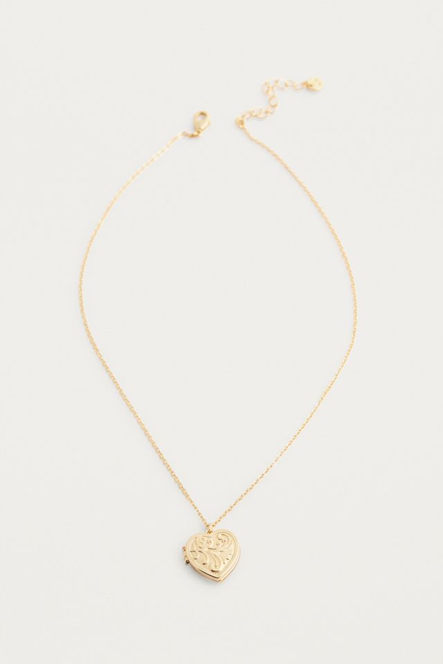 Collier à médaillon en forme de cœur gravé premium #1