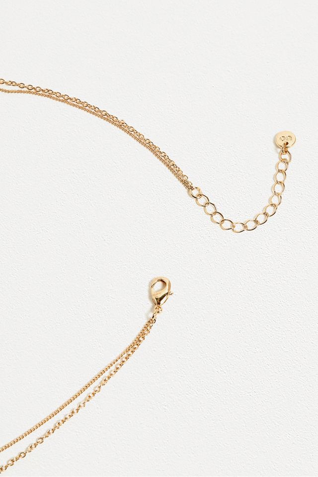 Zweireihige Halskette in Gold mit filigranem Herzanhänger #2