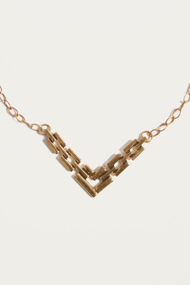 Vintage Inspired Geometric Detail Chain Necklace #2