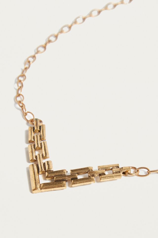 Vintage Inspired Geometric Detail Chain Necklace #3