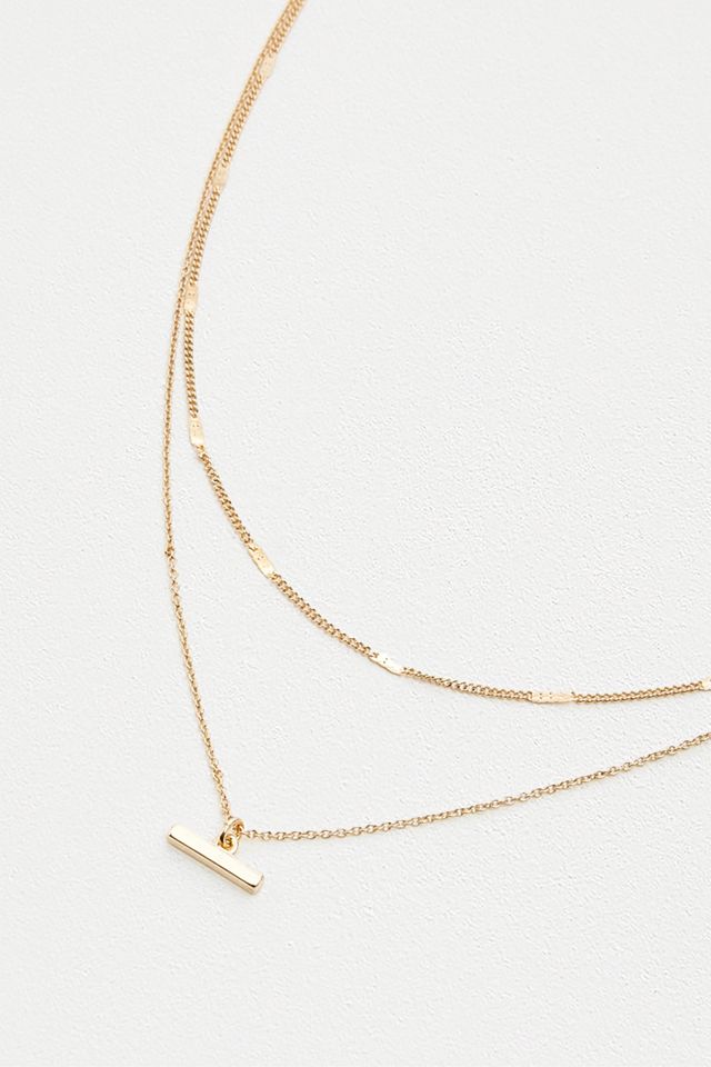 Collier chaînes superposées avec pendant en T #1