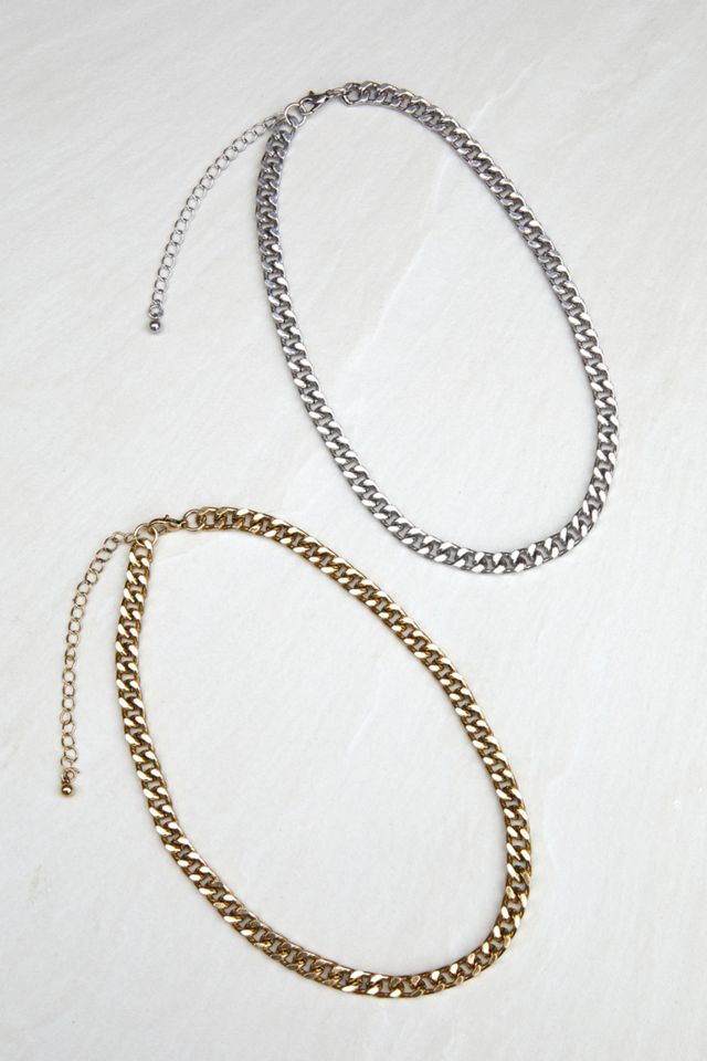 Double Layer Silver & Gold Chain Necklace