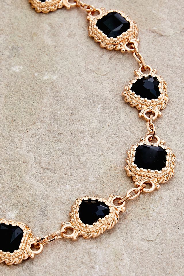Chained + Able Crown Jewels Black Crystal Necklace Urban Outfitters UK