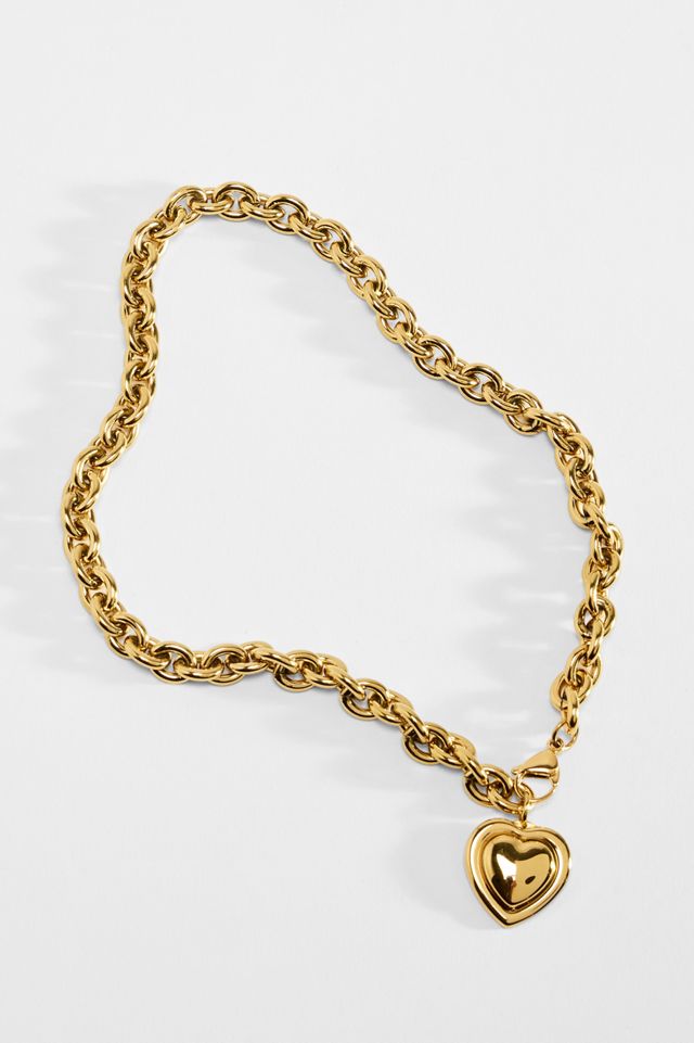 Collier UO en acier inoxydable à chaîne épaisse avec cœurs #1