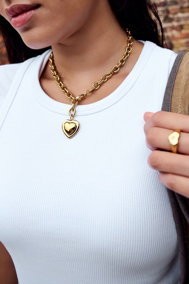 Collier UO en acier inoxydable à chaîne épaisse avec cœurs #2
