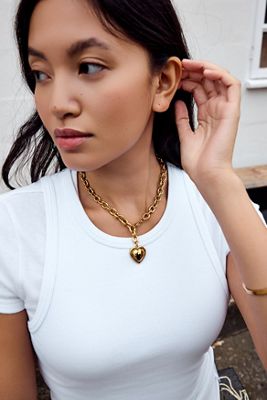 Collana UO a Catena con Cuori Grossi in Acciaio Inossidabile