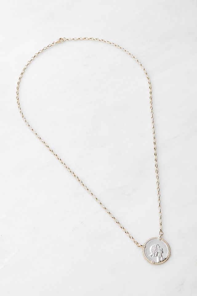 Serge DeNimes - Collier avec une pièce de monnaie argent plaqué or #2
