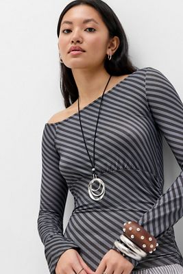Silence + Noise Black Long-Line Suede Cord Necklace