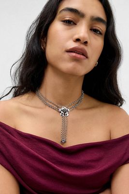 Collier triple chaîne à pendentif fleur épaisse Silence + Noise