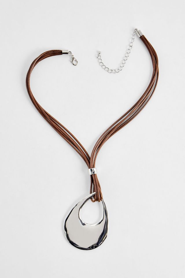 Silence + Noise Hammered Silver Cord Necklace #1