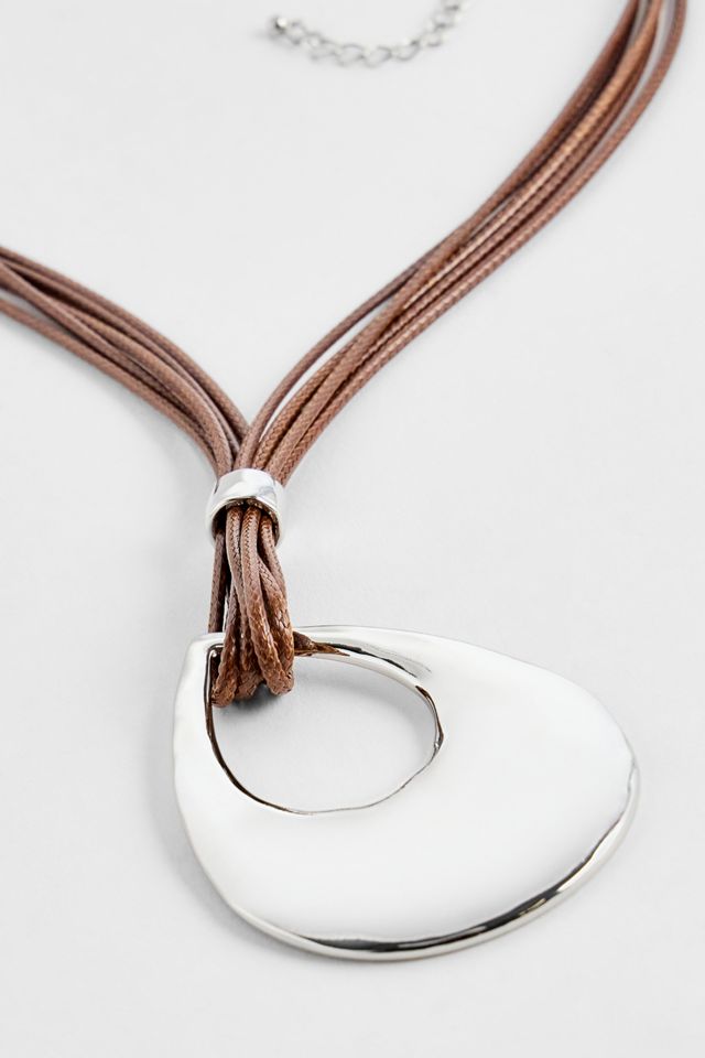 Silence + Noise Hammered Silver Cord Necklace #2