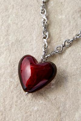 Red heart shaped on sale necklace