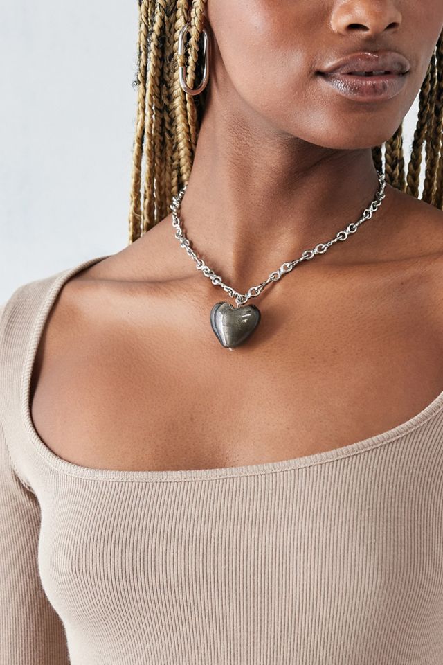 Silence + Noise Black Heart Pendant Necklace #1