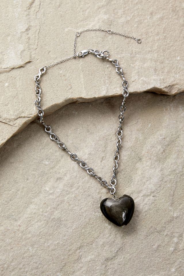 Silence + Noise Black Heart Pendant Necklace #2