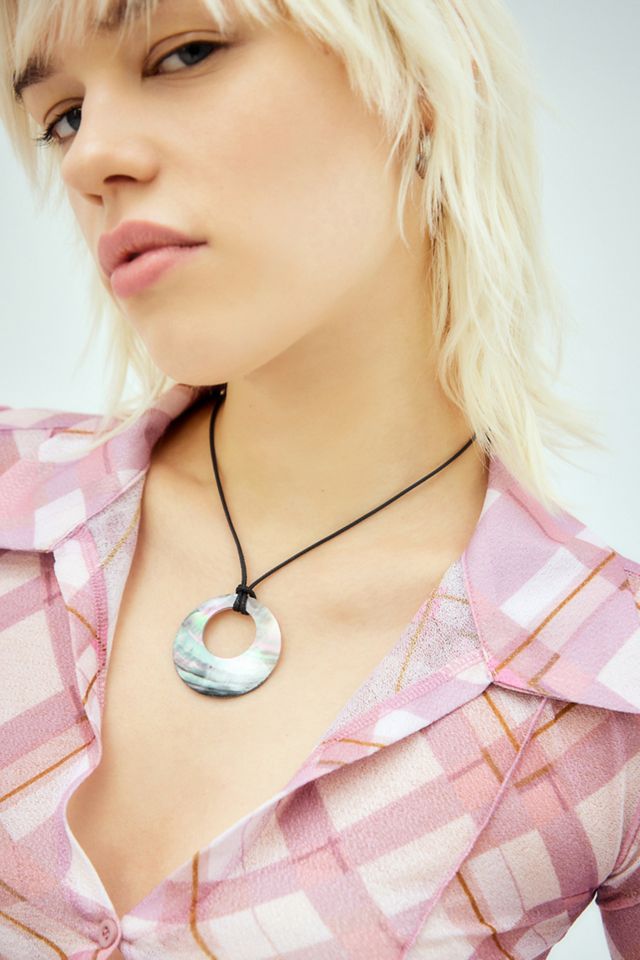 Silence + Noise Statement Shell Cord Necklace #1