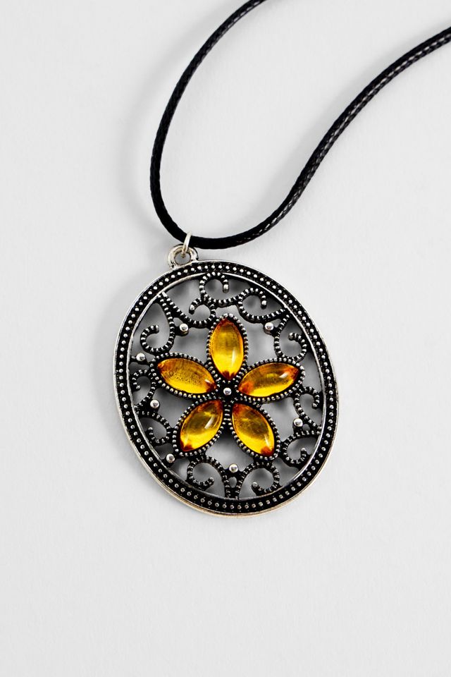 UO Flower Gemstone Cord Necklace #1