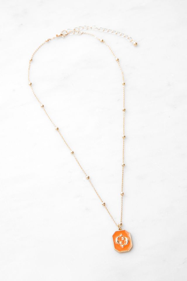 Enamel Fish Motif Pendant Necklace #1