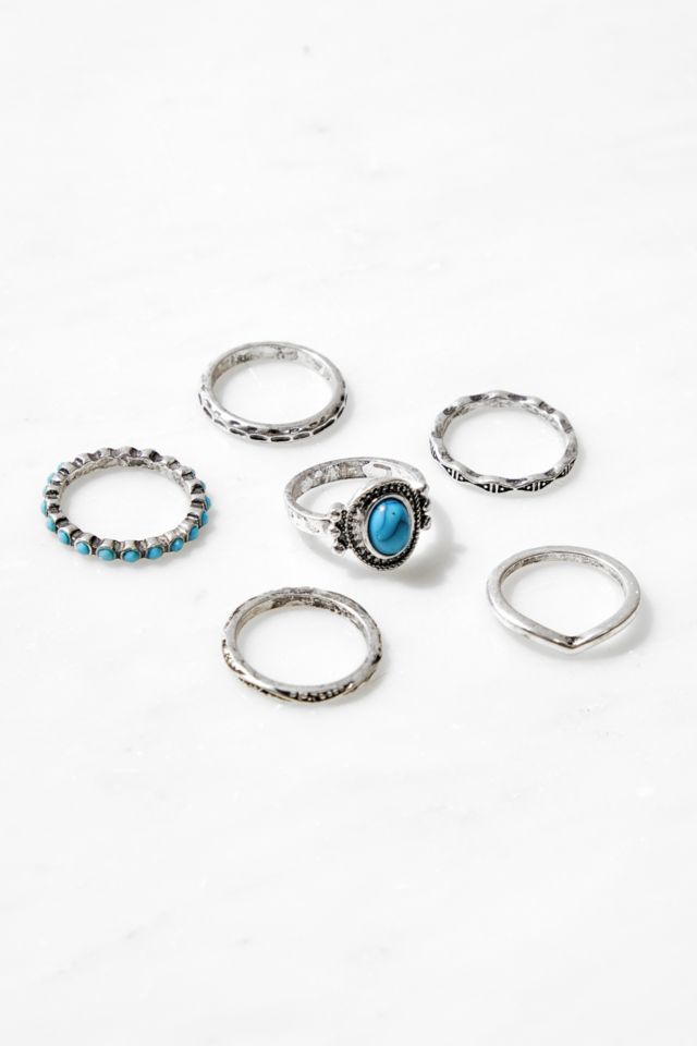 Turquoise Boho Rings Set 6-Pack | Urban Outfitters UK