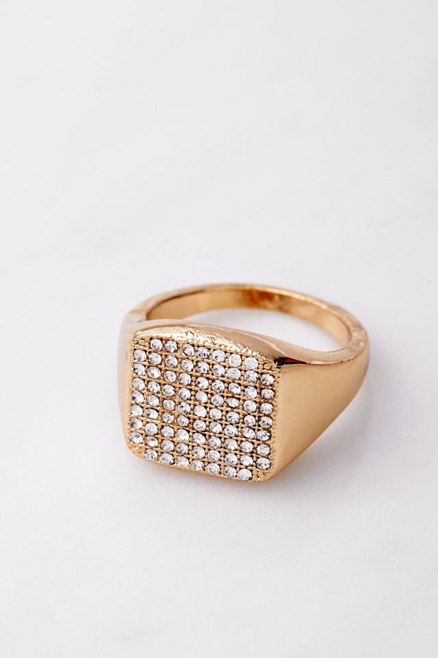 Diamante Square Signet Ring | Urban Outfitters UK