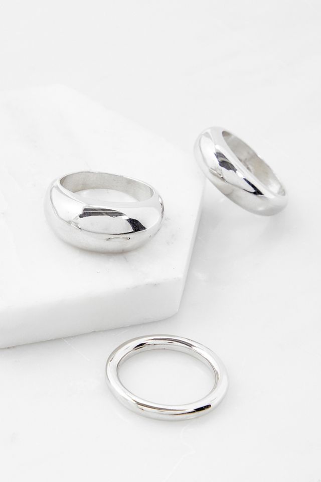Bold Silver Ring Set 3-Pack | Urban Outfitters UK