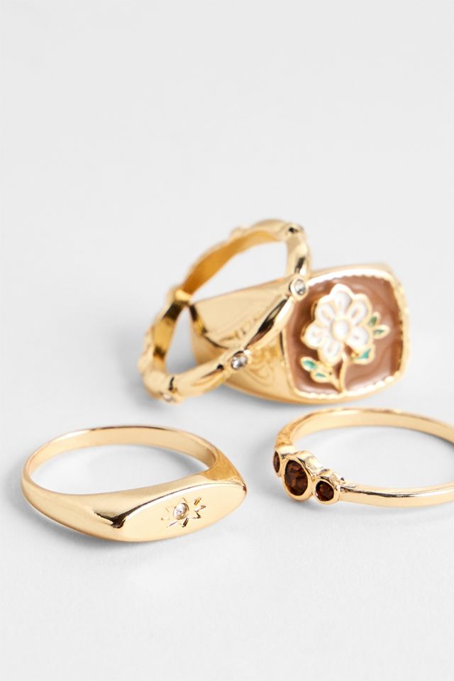 Anillos Sello Florales de Esmalte Silence + Noise Paquete de 4 #2
