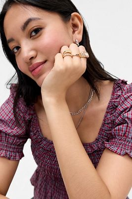 Silence + Noise Enamel Floral Signet Rings 4-Pack