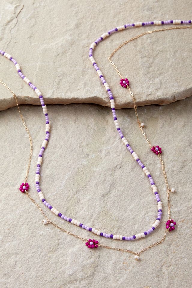 Silence + Noise Pink Beaded Belly Chain Urban Outfitters UK